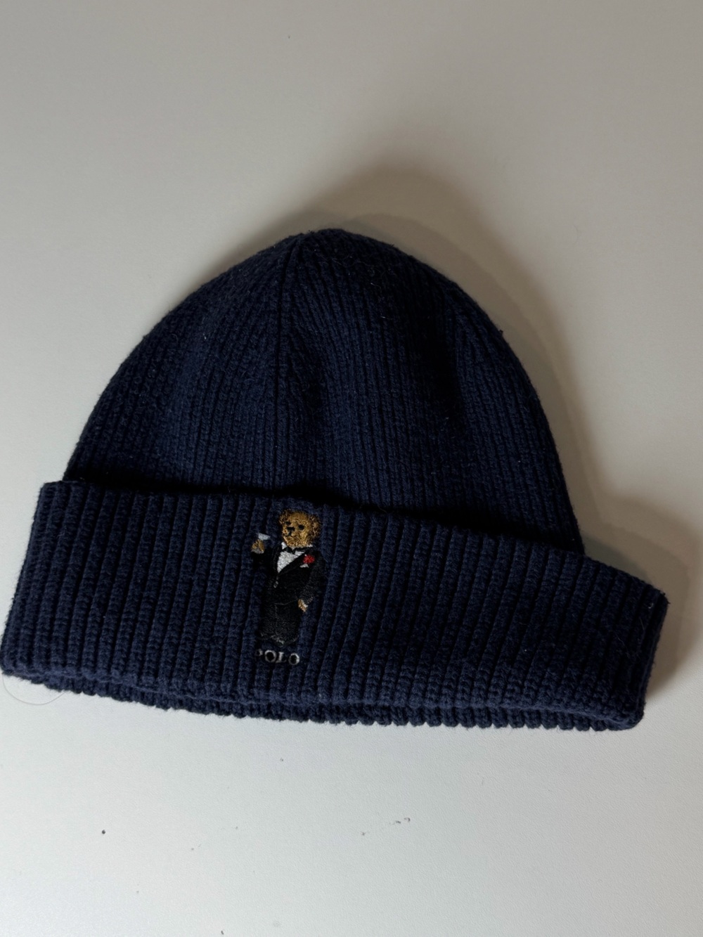 Polo by Ralph Lauren Navy Knit Polo Bear Cuffed Beanie